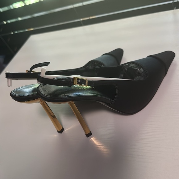 Saint Laurent Black and Gold Heels - Picture 1 of 9